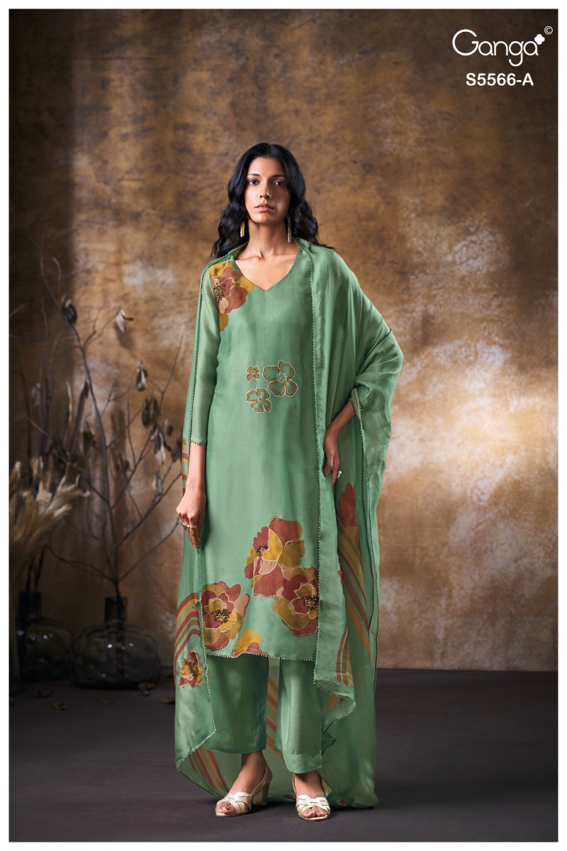 Fariyah 5566 By Ganga Bemberg Silk Satin Salwar Kameez