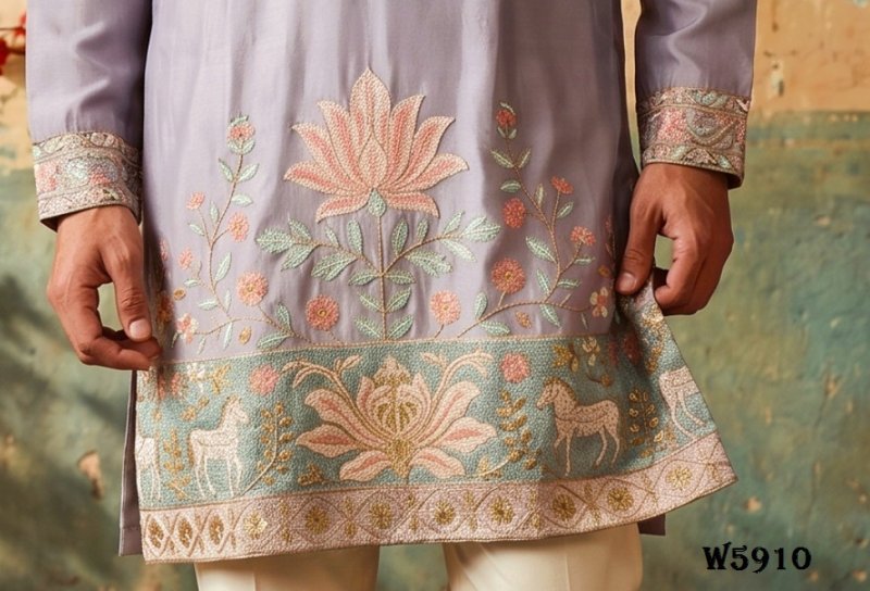 Outluk Wedding Vol 59 Silk Mens Kurta With Pajama 