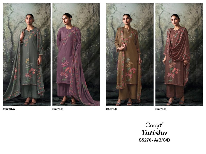 Yutisha 5270 By Ganga Wool Pashmina Dress Material