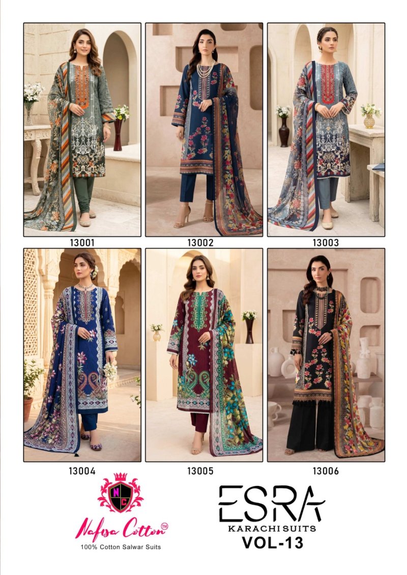 Esra vol 13 By Nafisa Indo Cotton Printed Karachi Dress Material