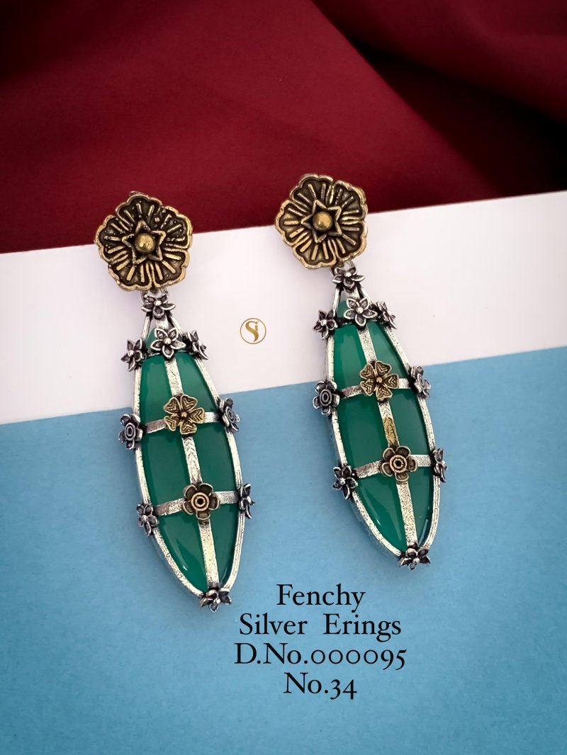 2 Fancy Designer Silver Earrings Wholesale Market In Surat - The Ethnic ...