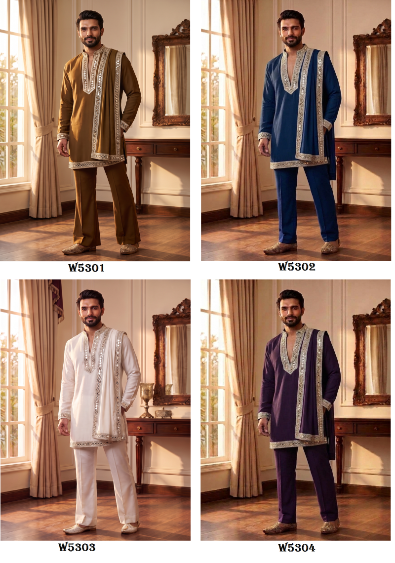Outluk Wedding Vol 53 Heavy Lachaka Mens Kurta Pajama With Dupatta