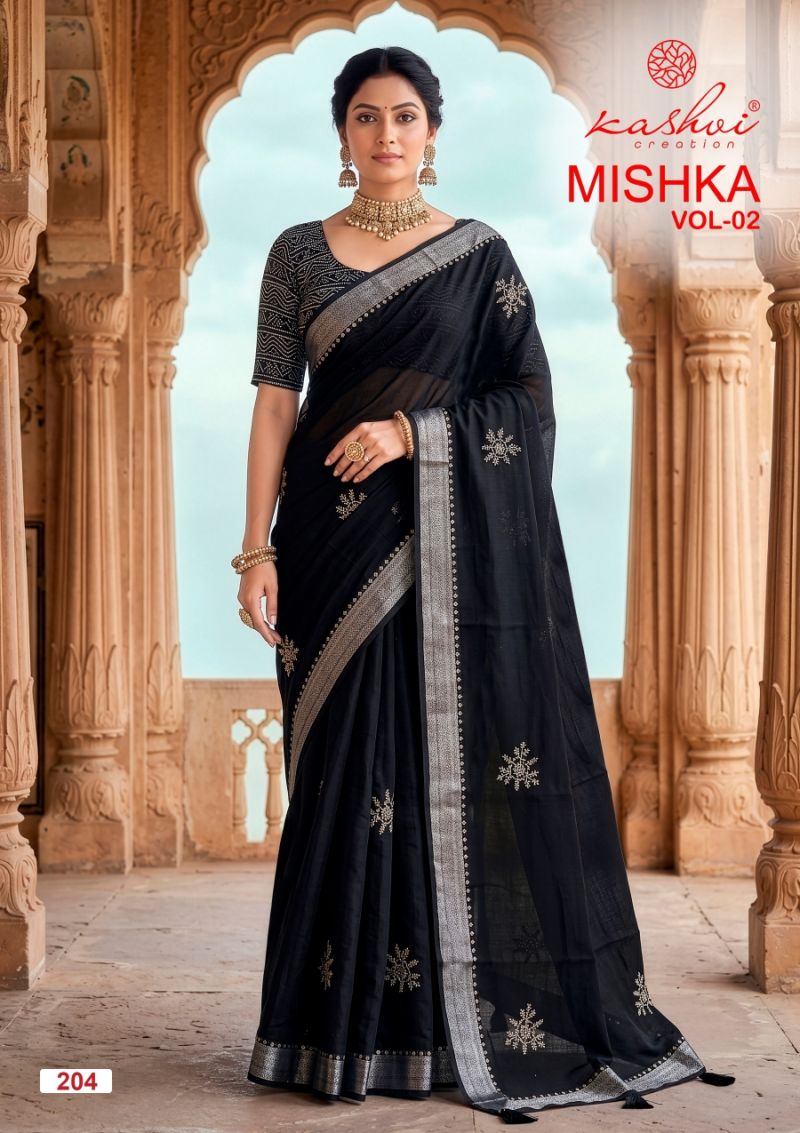 Mishka Vol 2 By Kashvi Linen Silk With Diamond Work Saree 