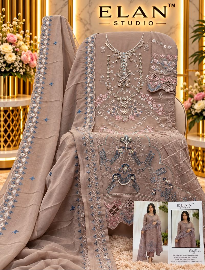 Elan E 69 A To D Chiffon Hand Work Salwar Kameez