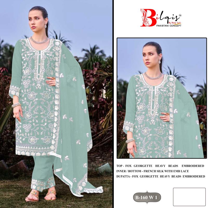 Bilqis B 160 U1 To X1 Fox Georgette Embroidery Salwar Kameez