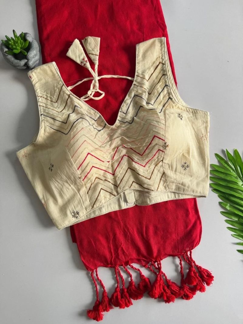Khadi Hk 42 Vol 2 Khadi Cotton Saree With Cotton Blouse