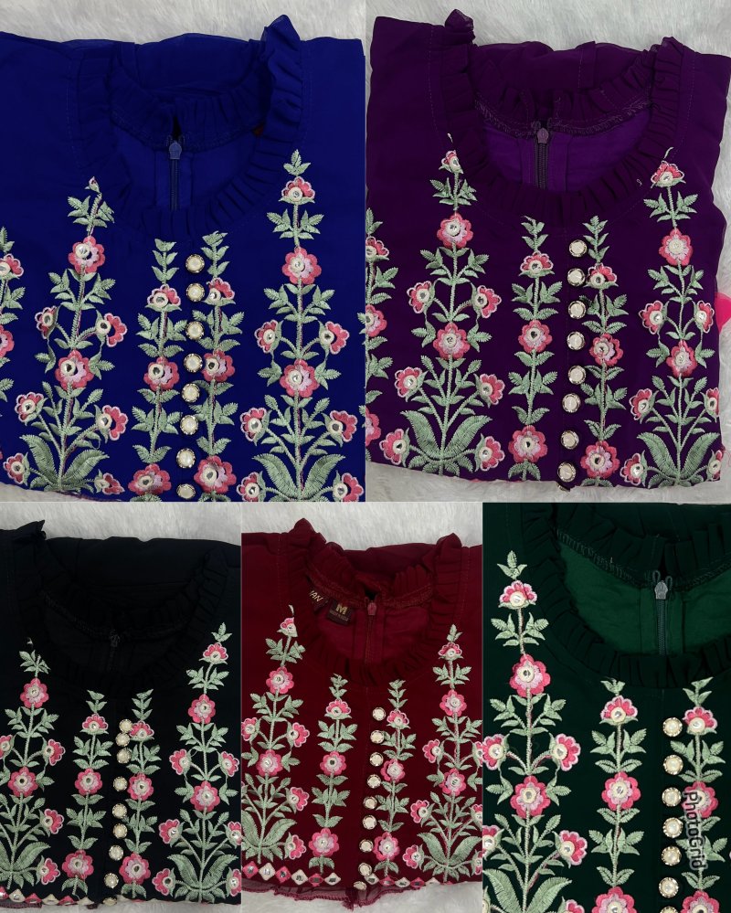 Pushpa Georgette Embroidery Fancy Long Kurti