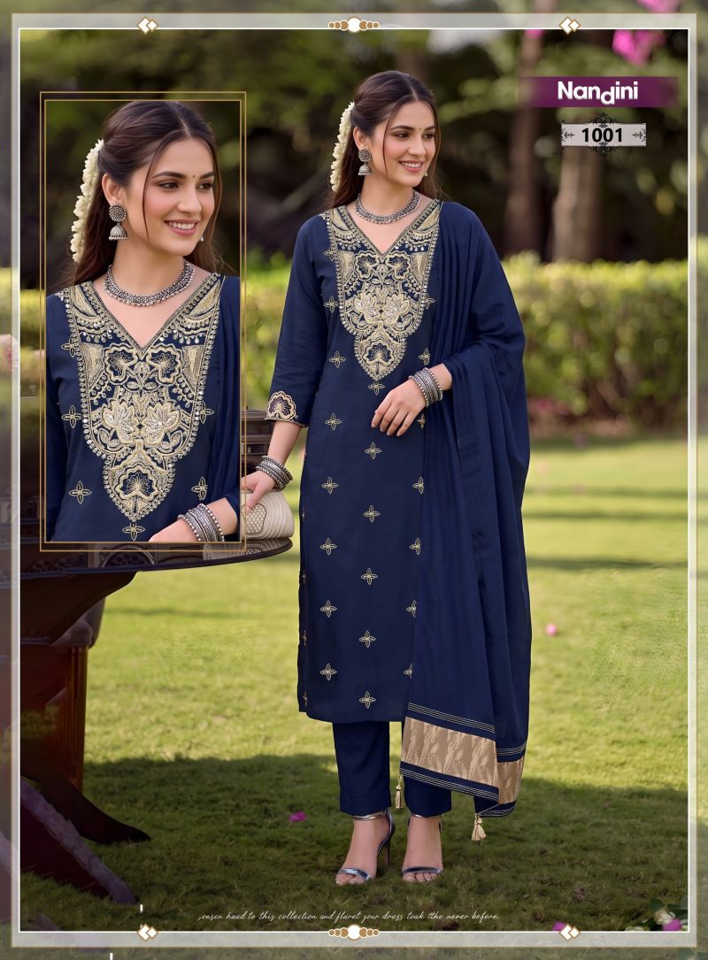 Nandini Vol 1 Roman Silk Kurti With Bottom Dupatta 