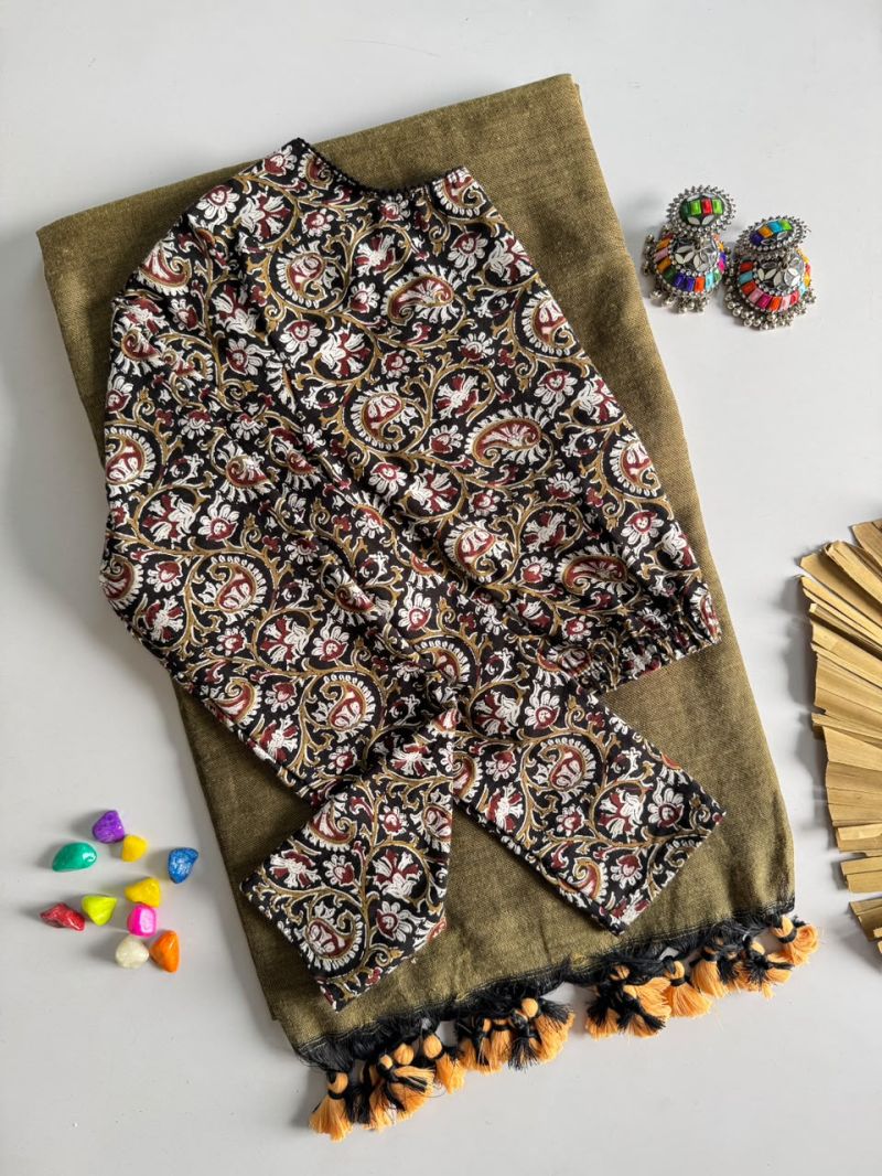 Khadi Vol 59 Khadi Cotton Saree With Cotton Ajrakh Print Blouse