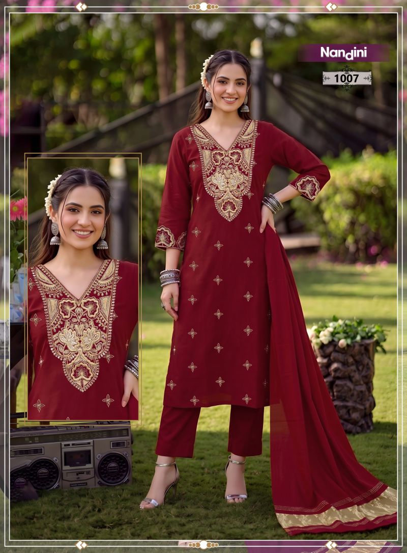 Nandini Vol 1 Roman Silk Kurti With Bottom Dupatta 