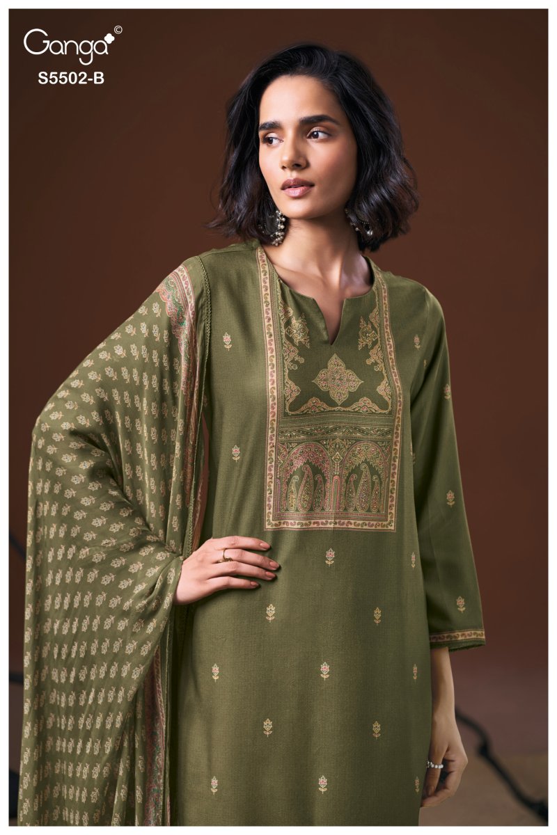 Gaeva 5502 By Ganga Wool Pashmina Dress Material