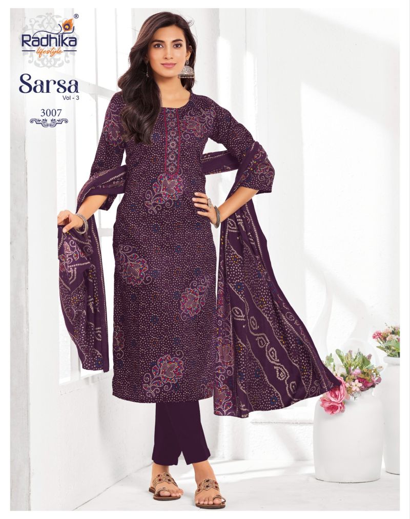 Sarsa Vol 3 By Radhika Jam Satin Kurti With Bottom Dupatta 