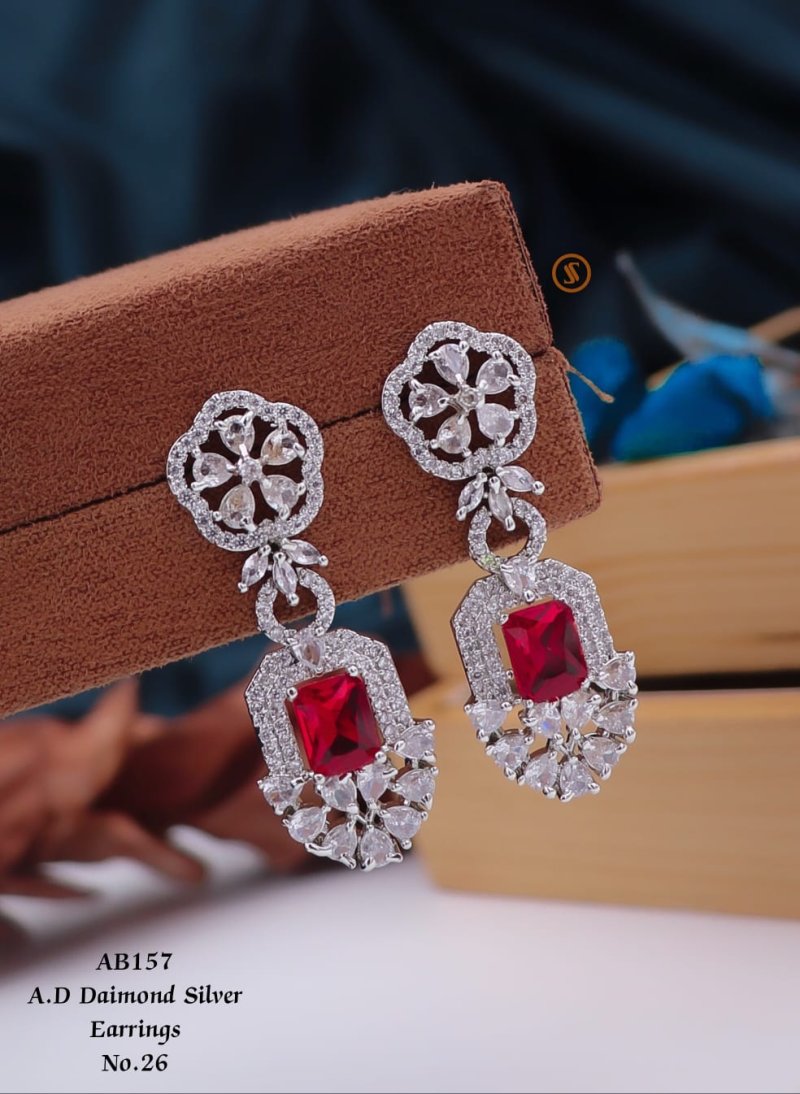 Designer Rose Gold AD 157 Diamond Earrings Catalog - The Ethnic World