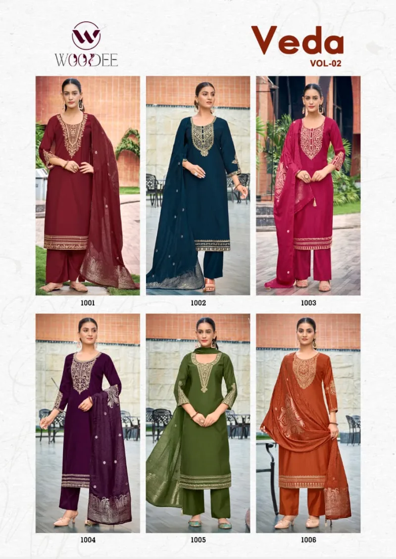Veda Vol 2 By Woodee Viscose Gadhwal Kurti With Bottom Dupatta