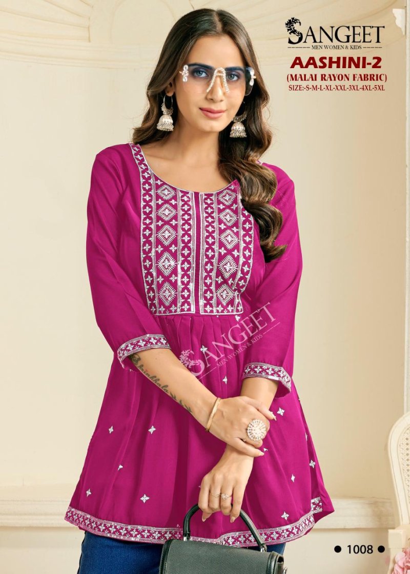 Aashini 2 By Sangeet Rayon Embroidery Ladies Top Exporters In India ...