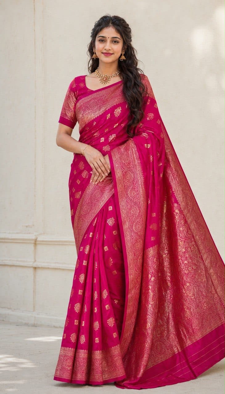Self Elampillai Silk Rich Copper Zari Weaving Pallu Saree