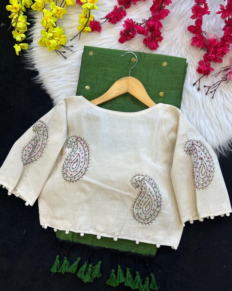 Khadi Vol 60 Khadi Cotton Saree With Cotton Embroidery Blouse