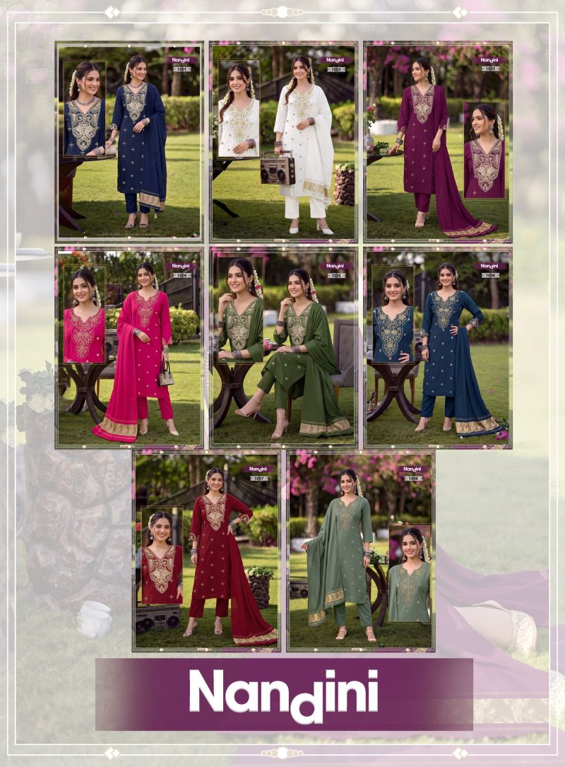 Nandini Vol 1 Roman Silk Kurti With Bottom Dupatta 