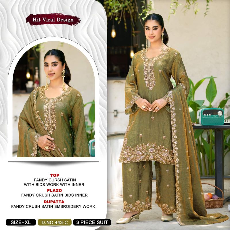 Khas 443 A To D Fandy Crush Satin Readymade Pakistani Suits