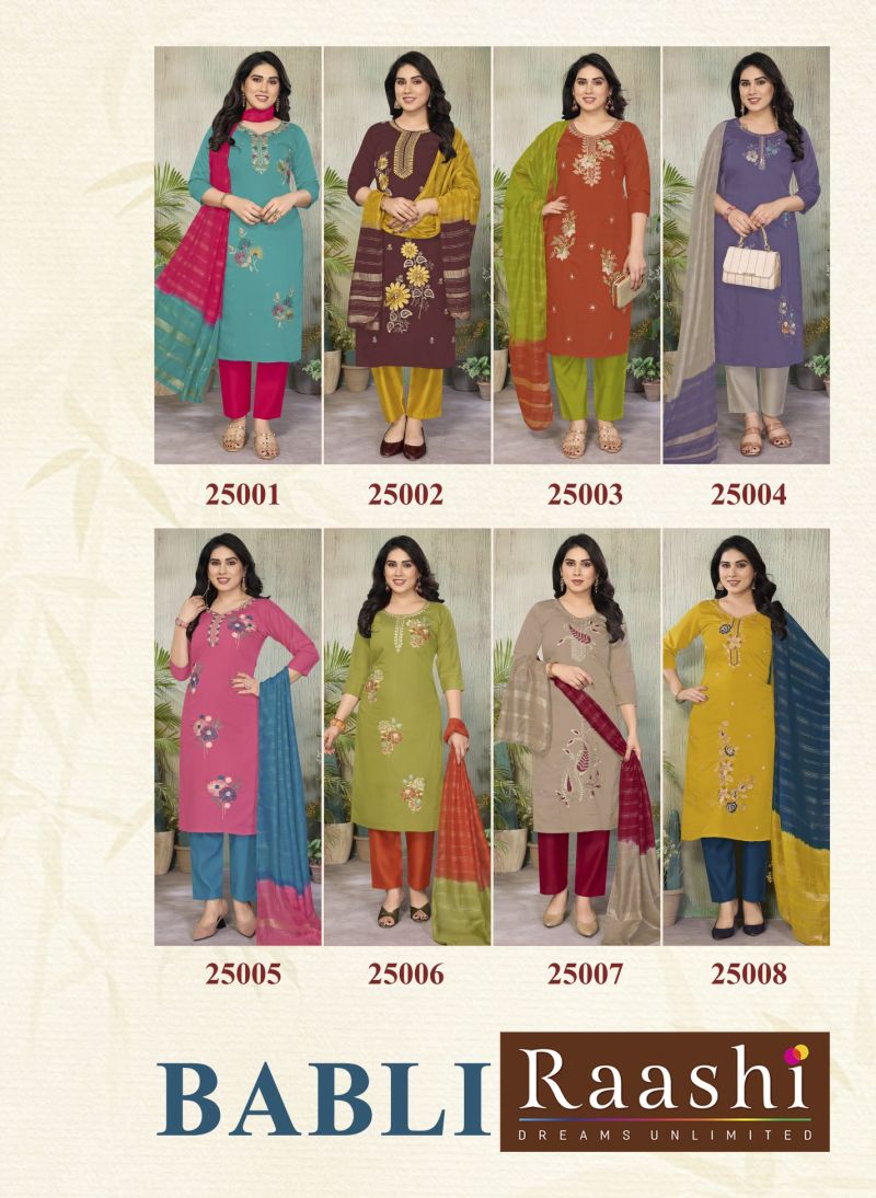 Babli By Raashi Roman Silk Embroidery Kurti With Bottom Dupatta