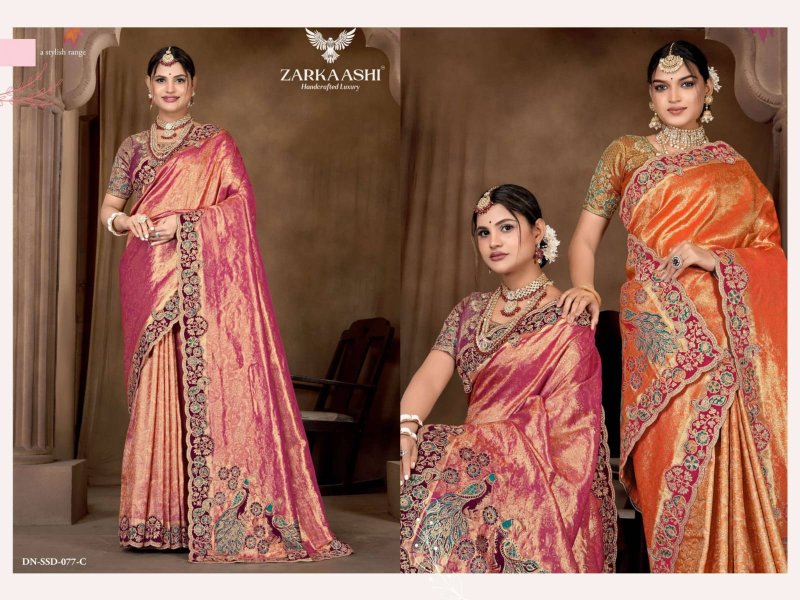 Morpankh By Zarkaashi Tissue Wedding Wear Saree Wholesalers In Surat ...