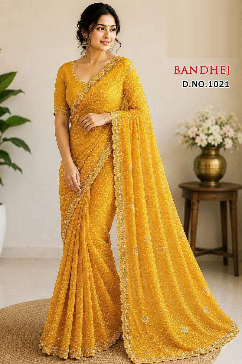 Bandhej Vol 1 By Sw Georgette Bandhani Printed Designer Saree