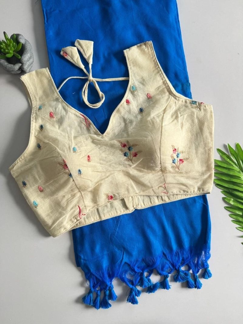 Khadi Hk 42 Vol 2 Khadi Cotton Saree With Cotton Blouse