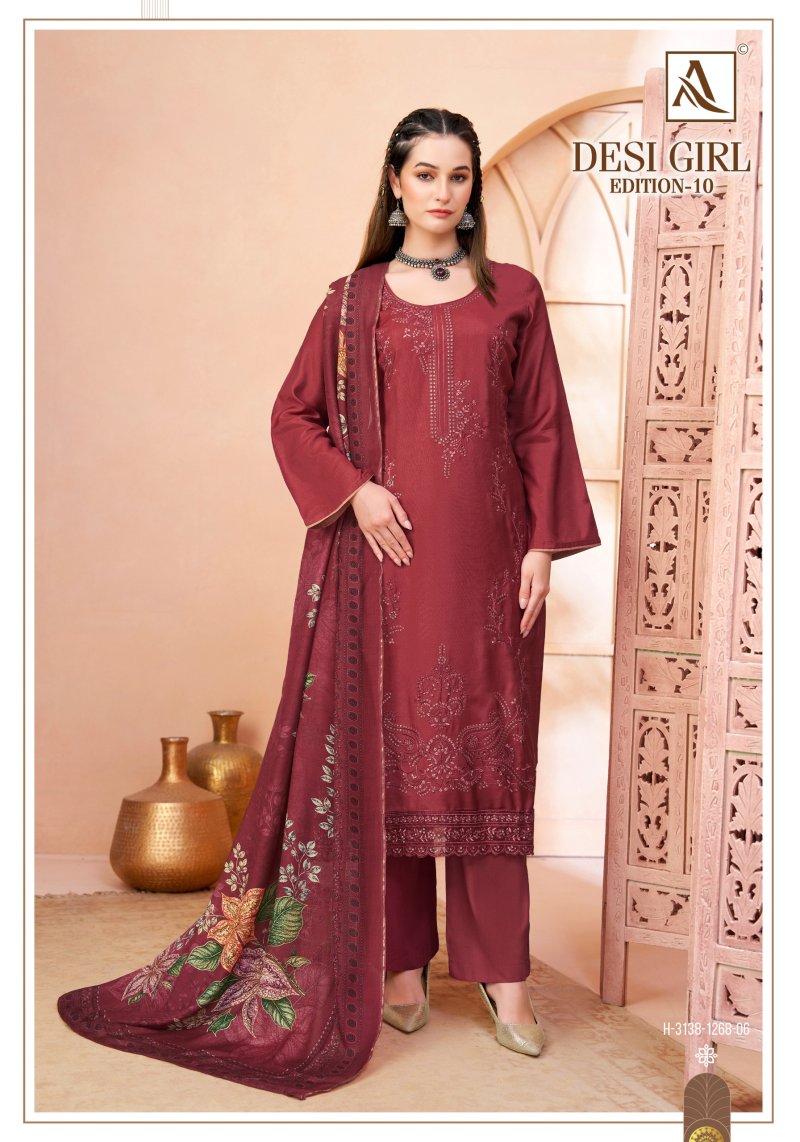 Desi Girl Vol 10 By Alok Viscose Maslin Pakistani Dress Material
