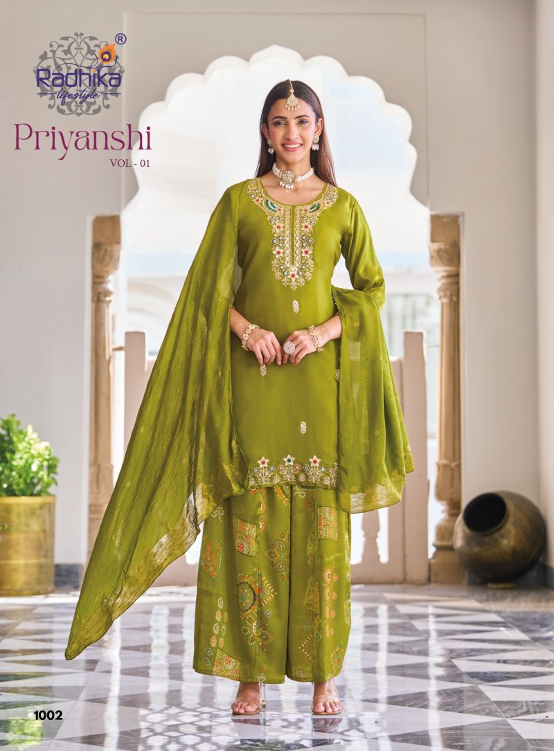 Priyanshi Vol 1 By Radhika Roman Glass Kurti With Bottom Dupatta 