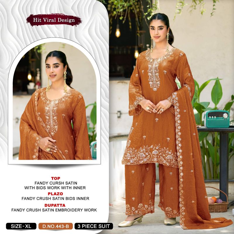 Khas 443 A To D Fandy Crush Satin Readymade Pakistani Suits