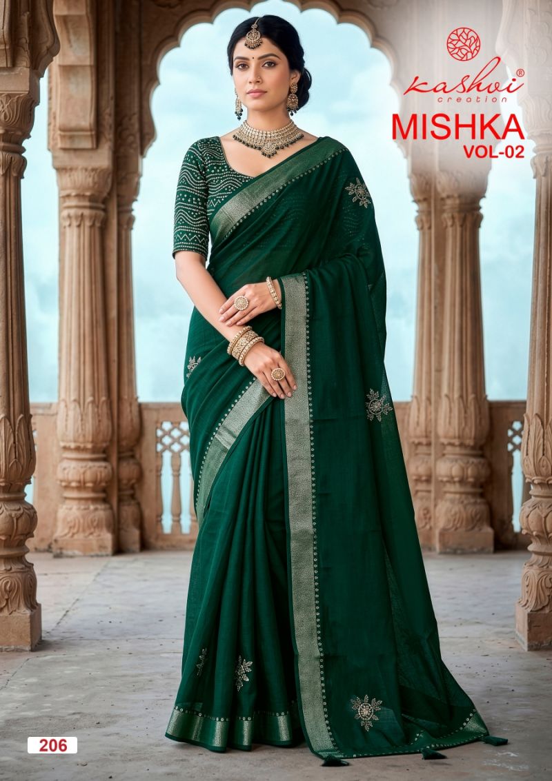 Mishka Vol 2 By Kashvi Linen Silk With Diamond Work Saree 