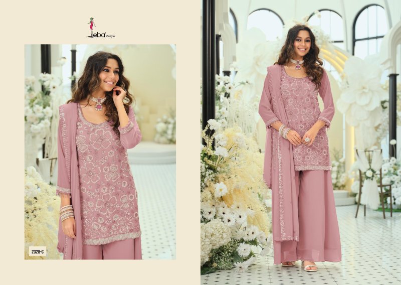 Rosy Color By Eba Georgette With Beats Work Readymade Suits