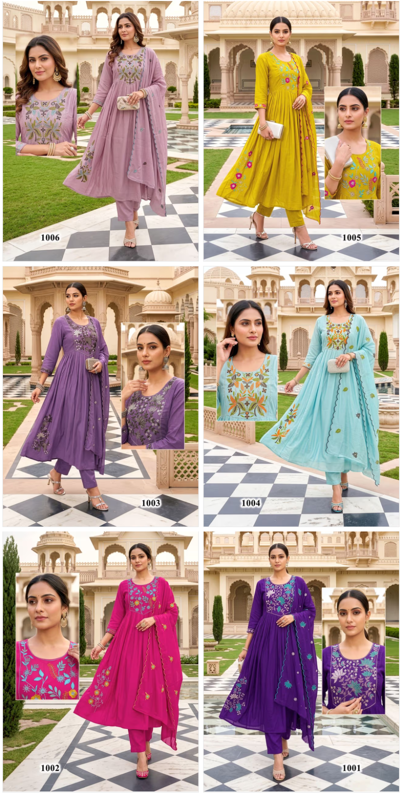Kalki Vol 3 Mul Chanderi Embroidery Anarkali Kurti Set