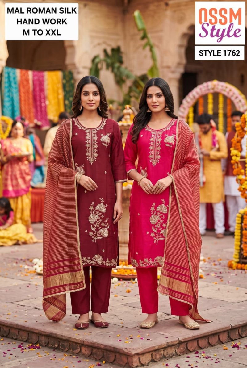 1761 And 1762 By Ossm Style Mal Roman Silk Kurtis Set Size Combo