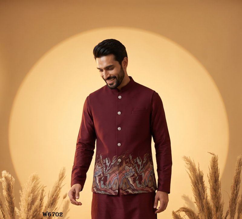 Outluk Wedding Vol 67 Soft Silk Modi Jacket Kurta Pajama