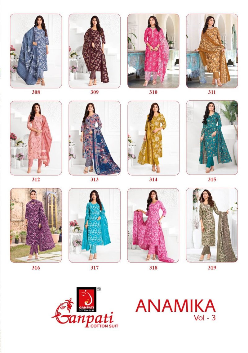 Anamika Vol 3 By Ganpati Cotton Printed Readymade Dress