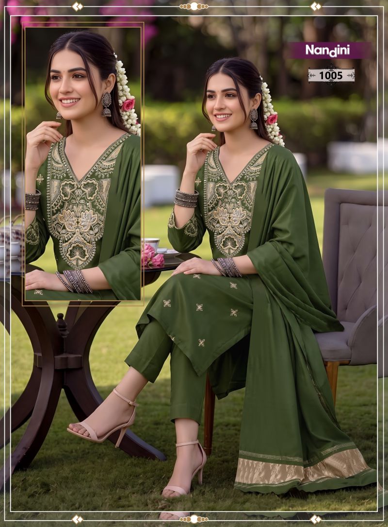 Nandini Vol 1 Roman Silk Kurti With Bottom Dupatta 