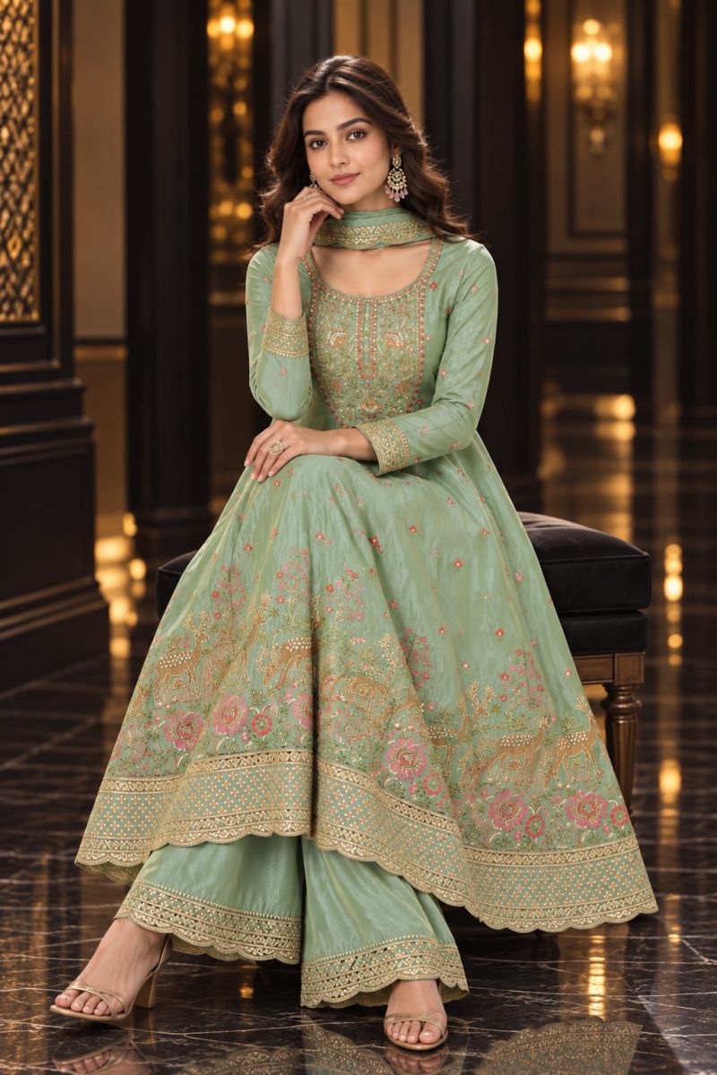 Aditi By Aurraa Tissue Embroidery Designer Salwar Suits 