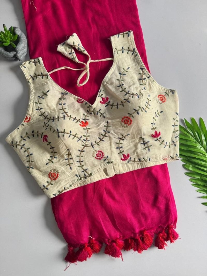 Khadi Hk 42 Vol 2 Khadi Cotton Saree With Cotton Blouse