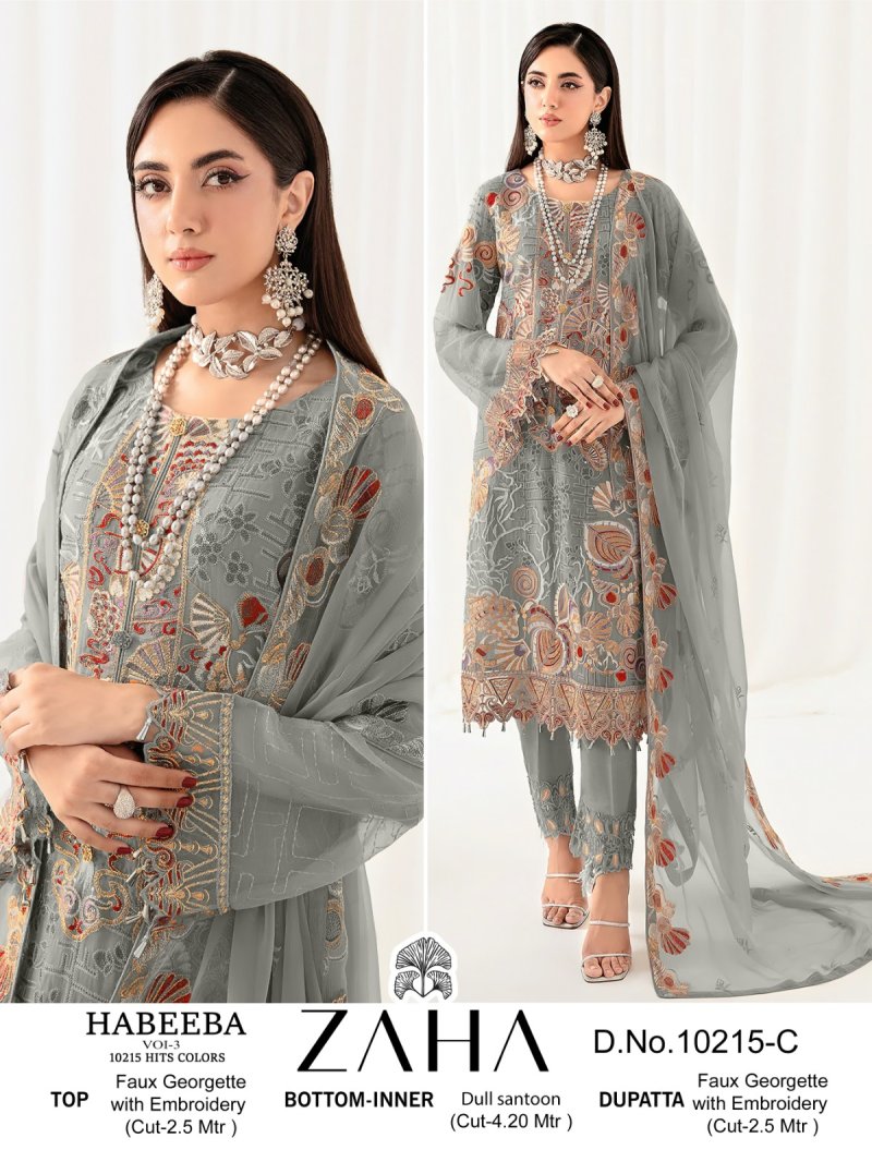Habeeba Vol 3 By Zaha A To D Wholesale Georgette Pakistani Suits ...