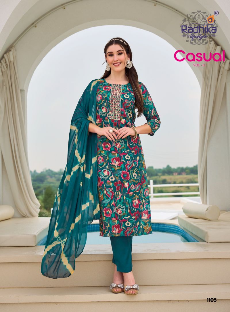 Casual Vol 11 By Radhika Rayon Kurti With Bottom Dupatta