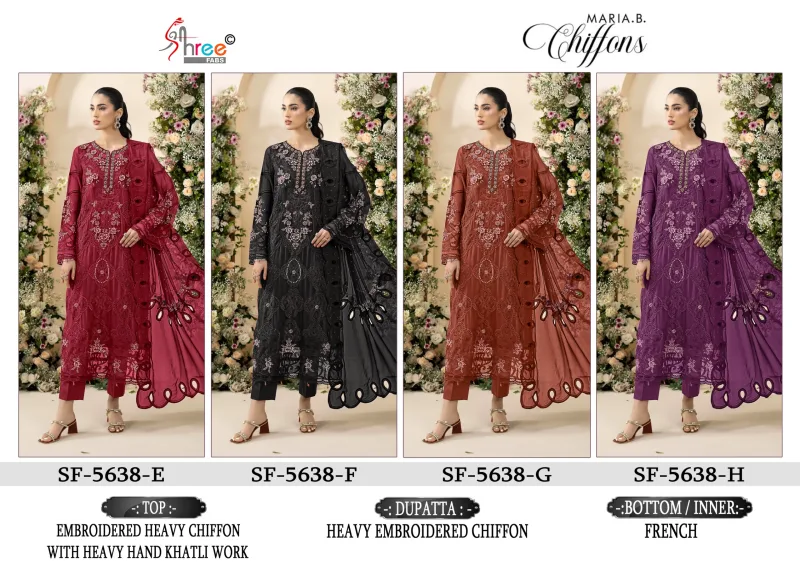 Sf 5638 E To H By Shree Chiffon Pakistani Salwar Suits