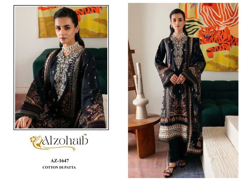 Farida Vol 3 By Alzohaib Cotton Dupatta Cotton Salwar Kameez