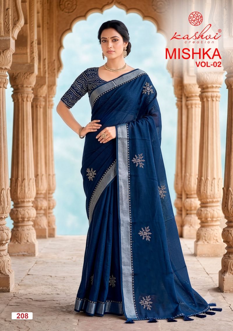 Mishka Vol 2 By Kashvi Linen Silk With Diamond Work Saree 