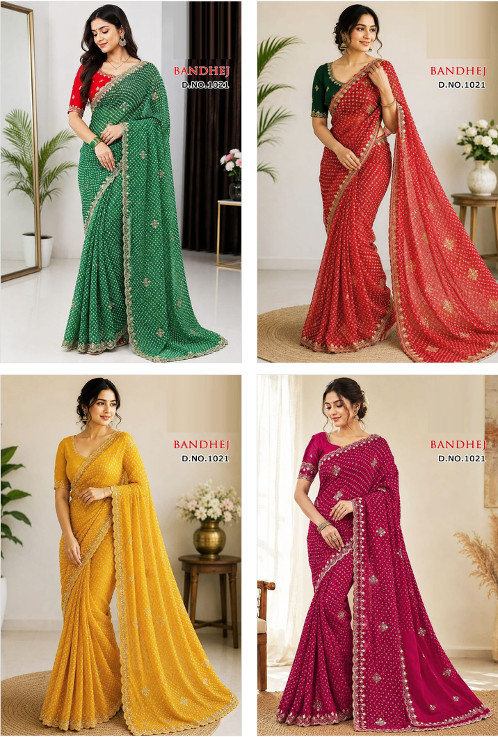 Bandhej Vol 1 By Sw Georgette Bandhani Printed Designer Saree