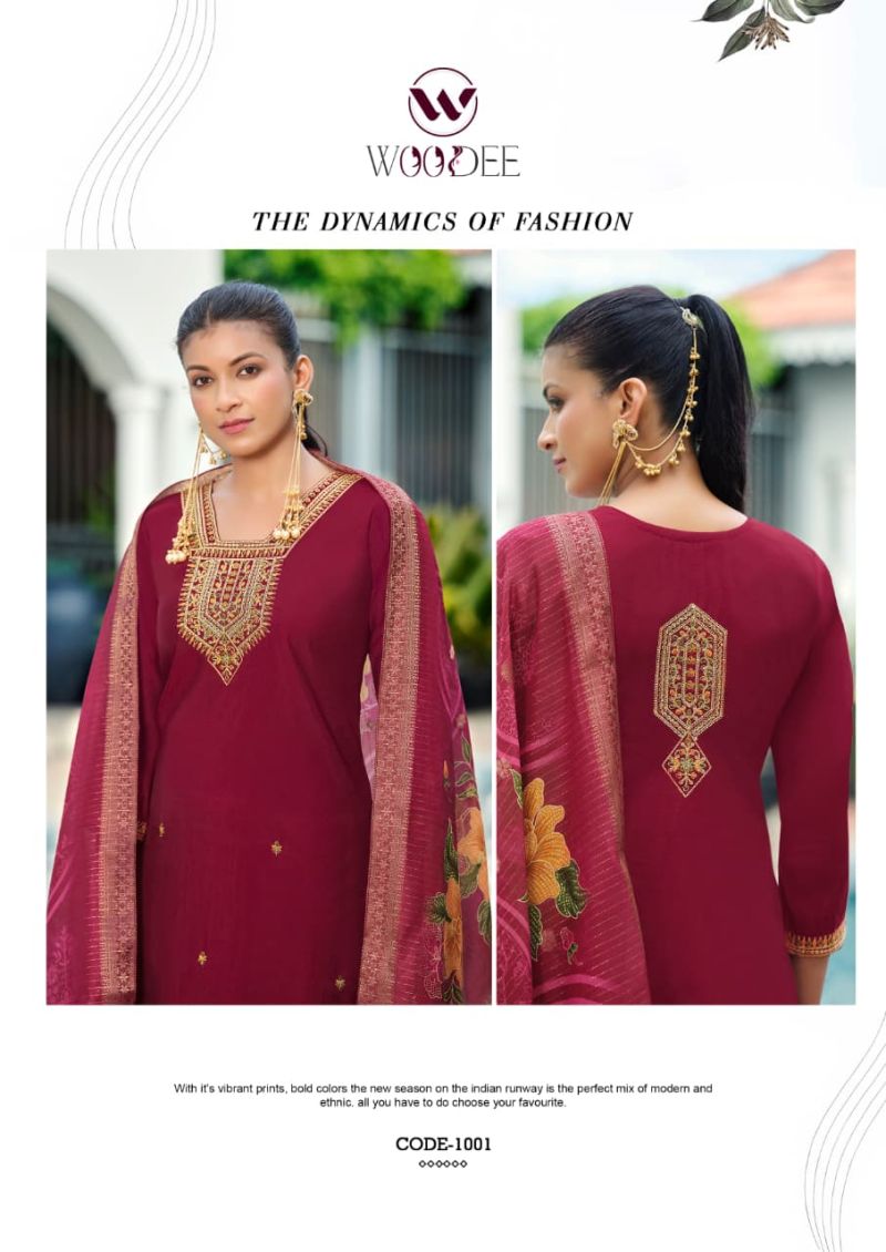 Devika By Woodee Viscose Roman Kurti With Bottom Dupatta