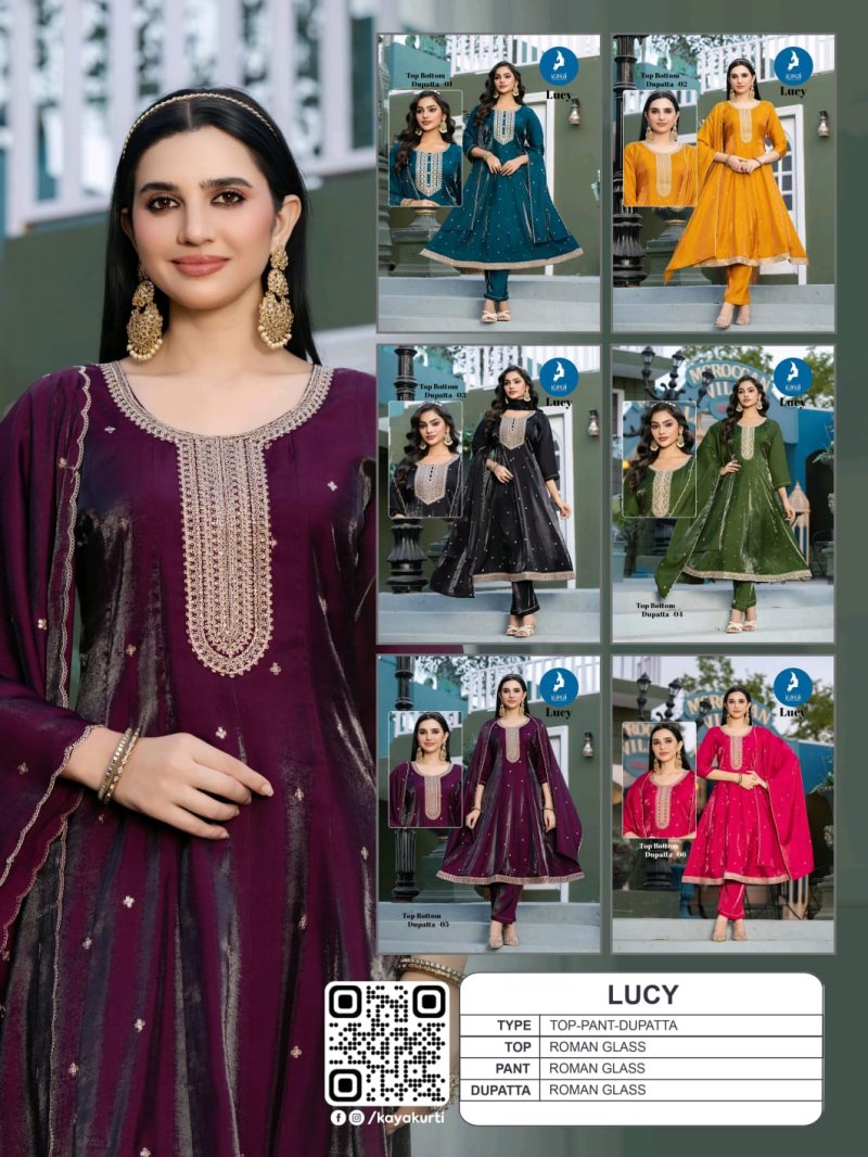Lucy By Kaya Roman Glass Surat Anarkali Kurtis Set Wholesale Market ...