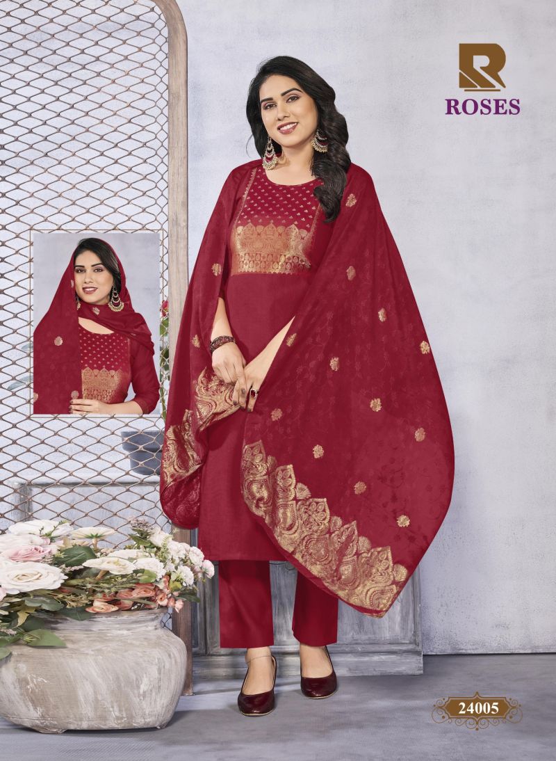 Roses By Raashi Roman Silk Kurti With Bottom Dupatta