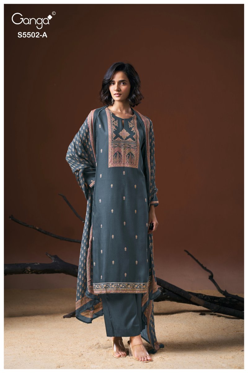 Gaeva 5502 By Ganga Wool Pashmina Dress Material