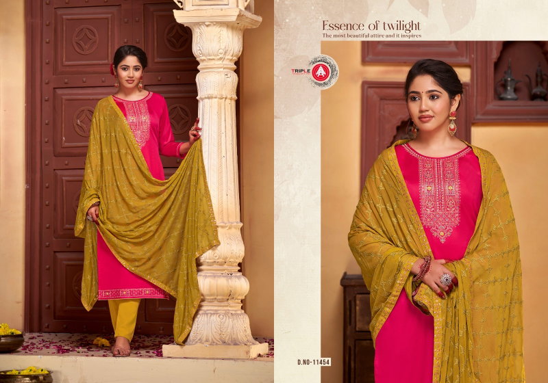 Triple Aaa Noopur Sequance Work Pure Jam Cotton Dress Material - The Ethnic  World
